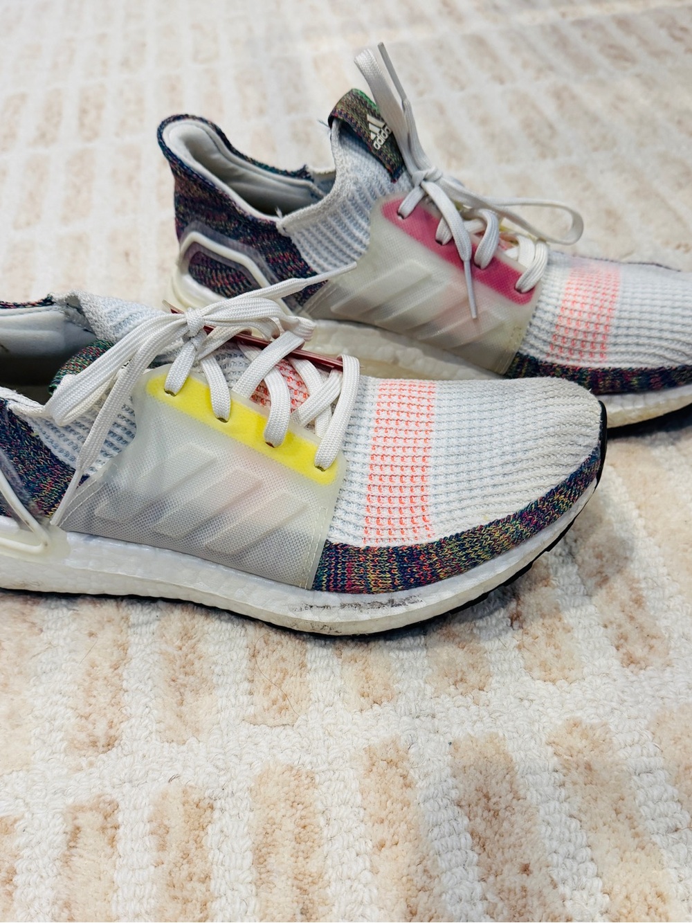 adidas Women's White Knit Sneakers with Multicolor Accents